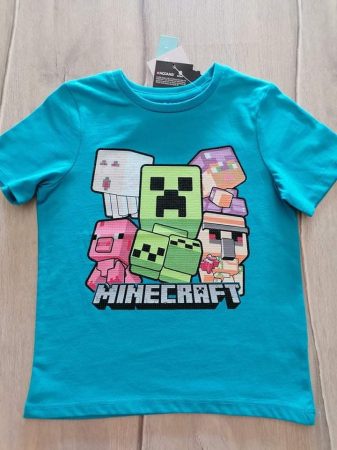 Minecraft póló v.kék színű, mintás Új-címkés (104)