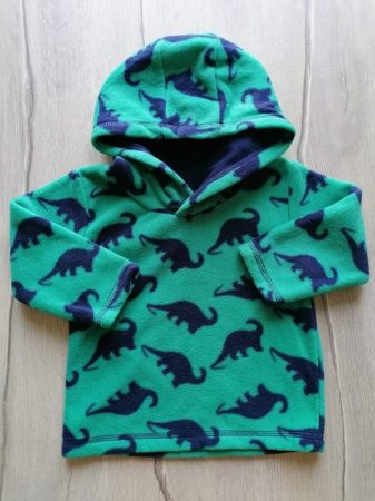 Matalan pulóver kapucnis, zöld, dinó mintás (80)
