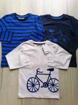   Next póló h.ujjú szett 3db-os csíkos, kerékpár mintás Új-címkés (98)