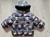 H&M kabát s.kék, dínó mintás Új-cimkés (140)