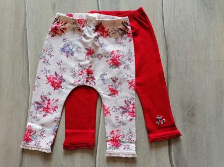 Next leggings szett 2db-os piros, virágos Új-címkés (68)