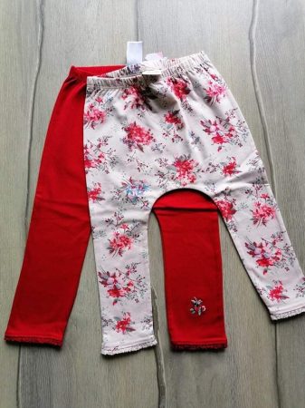 Next leggings szett 2db-os piros, virágos Új-címkés (80)